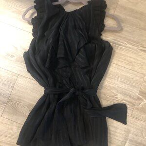 NWOT BCBGMAXAZRIA Black Silk Open-Back Top